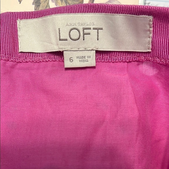 LOFT Pink Floral Eyelet Scallop Trim Mini Skirt Sz 6 - Picture 6 of 7